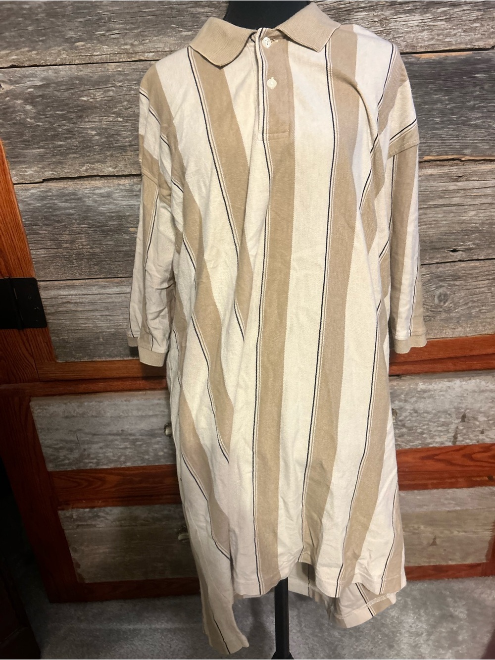 Striped Beige and Cream Collared Polo Men’s XL Tall Arrow